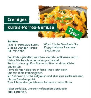 Oktober - Cremiges Kürbis-Porree-Gemüse