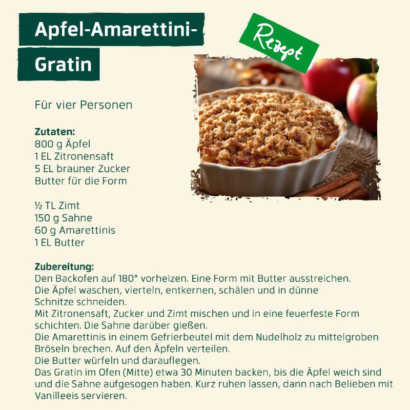 April - Apfel-Amarettini- Gratin