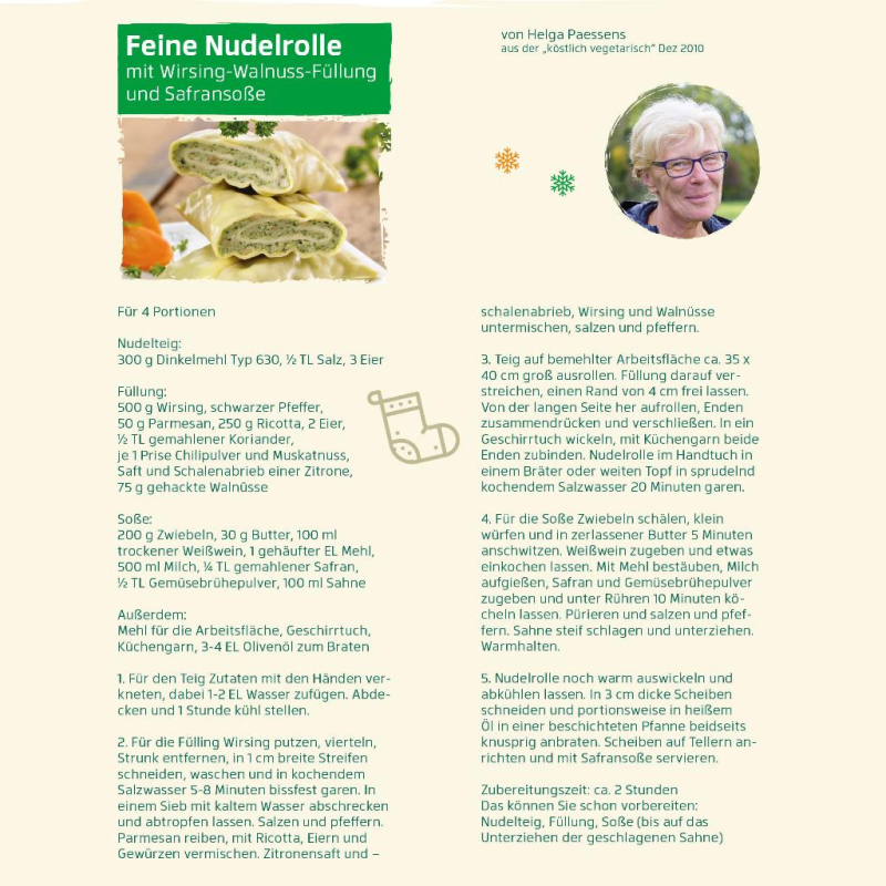 Dezember - Feine Nudelrolle mit Wirsing-Walnuss-Fü