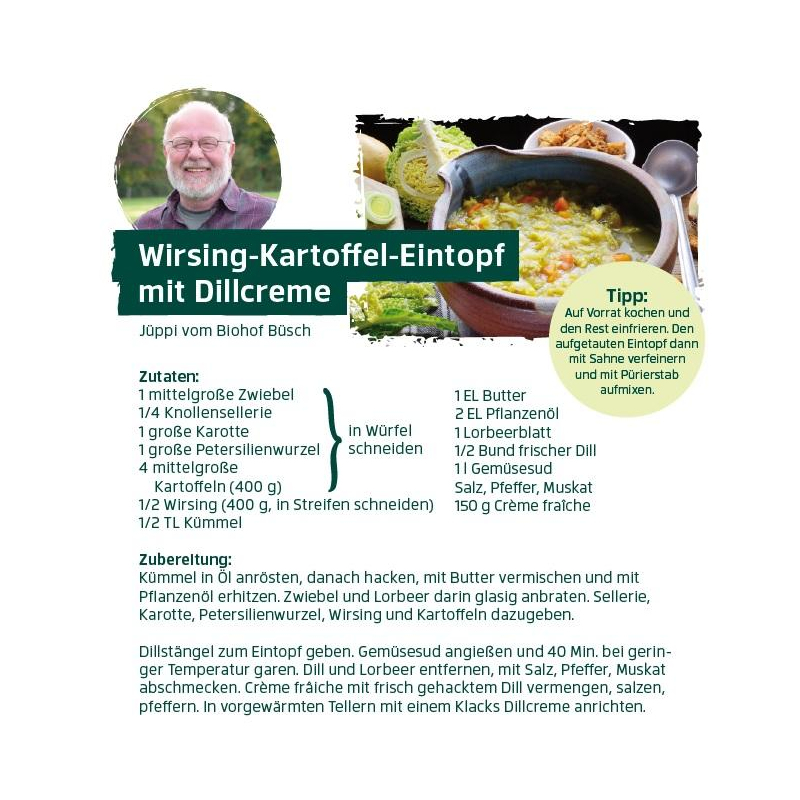 Februar - Wirsing-Kartoffel-Eintopf mit Dillcreme