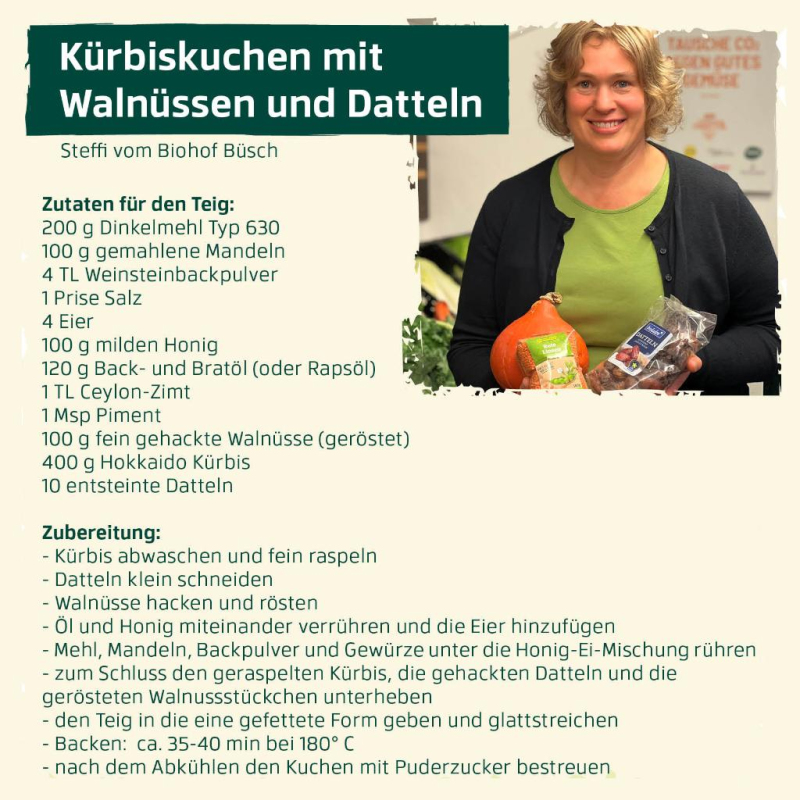 November - Kürbiskuchen mit Walnüssen und Datteln