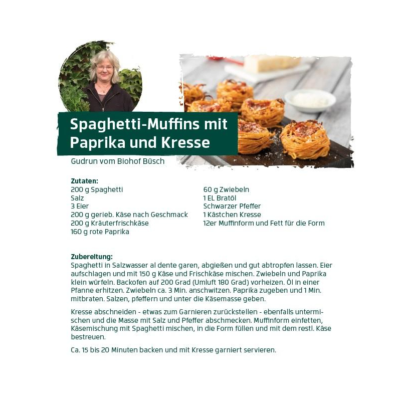 März - Spaghetti-Muffins mit Paprika und Kresse