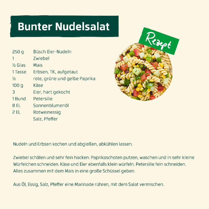 August - Bunter Nudelsalat