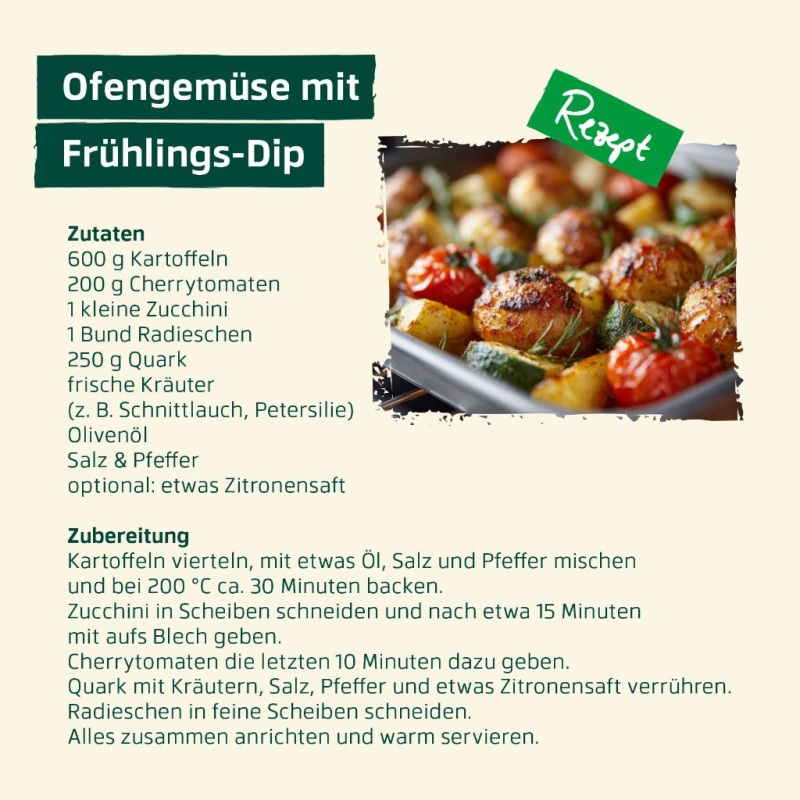 Juni - Ofengemüse mit Frühlingsdip