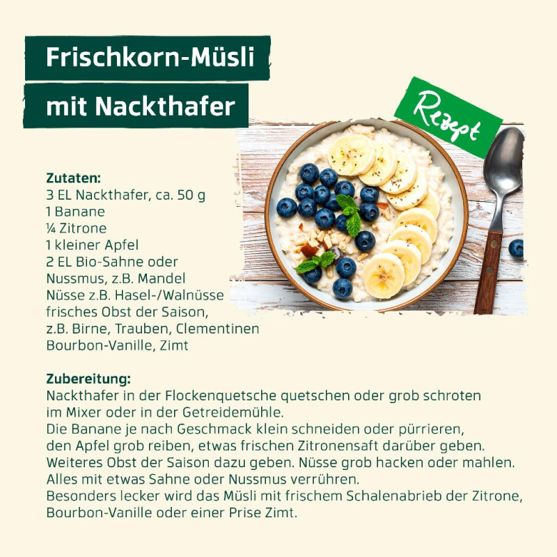 November - Frischkorn-Müsli mit Nackthafer